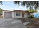 Charming single-story home with a driveway, attached garage, and a mature shade tree in the front yard at 9927 Woodridge Ct, Port Richey, FL 34668