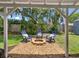 Backyard featuring a firepit surrounded by Adirondack chairs for outdoor gatherings at 12920 124Th Ave, Largo, FL 33774