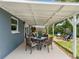 Covered patio with ample space for outdoor dining and a cozy seating area overlooking the backyard at 12920 124Th Ave, Largo, FL 33774