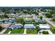 Scenic aerial view of a residential neighborhood showcasing well-maintained homes, mature trees, and the surrounding community at 13978 Barbados Dr, Seminole, FL 33776