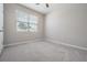 Bright bedroom features a large window with natural light and neutral carpet at 14063 Wineberry Dr, Dade City, FL 33525