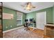 Office space with hardwood floors, ceiling fan, and a neutral color palette at 15309 Palomapark Ln, Lithia, FL 33547
