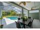 Relaxing screened patio with a dining area overlooking the pool and lush backyard at 15309 Palomapark Ln, Lithia, FL 33547