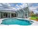 Backyard pool with a screened enclosure offering a luxurious outdoor living space at 15309 Palomapark Ln, Lithia, FL 33547