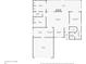 Floorplan featuring three bedrooms, two bathrooms, dining room, living room, and kitchen at 1717 Osprey Ln, Lutz, FL 33549