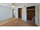 Bedroom area showing large, built-in closets and doorway, offering abundant storage and easy transitions at 4851 W Gandy Blvd # B12L23, Tampa, FL 33611