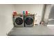 Convenient laundry area features modern washer, dryer, and utility sink with a countertop for folding at 5614 Kenny Dr, Tampa, FL 33617