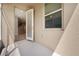 View from the patio looking into home featuring tile floors and staircase at 6711 Rocky Park St, Tampa, FL 33625