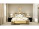 Serene bedroom features a stylish bed, bedside tables with lamps, and a decorative wall hanging at 9583 Runaway Breeze Dr, Land O Lakes, FL 34637