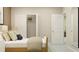 Serene bedroom featuring a bed, an open closet, and a soft, neutral color palette at 10186 Trumpet Honeysuckle Way, San Antonio, FL 33576