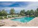 Community pool provides chaise lounges and clear water under a bright blue sky at 10707 Pegasus Valley Ct, Tampa, FL 33647