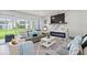 Inviting living room with plush seating, modern fireplace, and scenic view at 11510 Shipwatch Dr # 1372, Largo, FL 33774