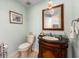 Stylish powder room features an ornate mirror and vintage-inspired vanity at 1170 Gulf Blvd # 1006, Clearwater Beach, FL 33767