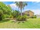 Expansive backyard featuring lush landscaping, a pool, and a screened-in lanai at 12244 Fairlawn Dr, Riverview, FL 33579