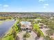Aerial view showcases the community clubhouse and pool area, surrounded by lush landscaping and neighborhood homes at 12244 Fairlawn Dr, Riverview, FL 33579