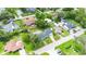 Aerial view of the property with a pool in the backyard and bordered by lush greenery at 13917 8Th St, Dade City, FL 33525