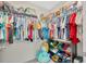 This walk-in closet is equipped with shelving and hanging storage at 14716 Crescent Rock Dr, Wimauma, FL 33598