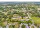 Aerial view of a property bordered in yellow, nestled in an established neighborhood surrounded by lush trees at 1607 Bell Shoals Rd, Brandon, FL 33511