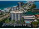 Expansive aerial view of waterfront condo with boat docks and water views in a coastal community near the beach at 1621 Gulf Blvd # 407, Clearwater Beach, FL 33767