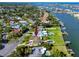 Expansive waterfront property with lush landscaping, a private pool, and serene water views at 224 Harbor View Ln, Largo, FL 33770