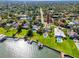 Waterfront property boasts a pool and sprawling lawn; perfect for outdoor living at 224 Harbor View Ln, Largo, FL 33770