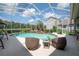 Inviting screened pool area with lush landscaping, waterfall feature, and comfortable seating, perfect for relaxation at 27528 Water Ash Dr, Wesley Chapel, FL 33544