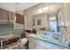 Classic bathroom with blue accents, vanity, and walk-in shower with tile at 306 Brandywine Dr, Valrico, FL 33594