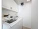 The laundry room has a washer and dryer with cabinets for storage at 8320 High Point Cir # 5, Port Richey, FL 34668