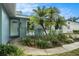 Close-up of a front entrance with nicely manicured landscaping and palm trees at 919 Alpine Dr, Brandon, FL 33510