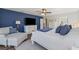 Comfortable bedroom featuring a sitting area, TV, and calming blue accent wall at 13019 Wildflower Meadow Dr, Riverview, FL 33579