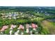 An aerial view displays lush landscaping and multiple tan-roofed homes in a neighborhood at 17203 Talence Ct, Tampa, FL 33647