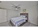 Bedroom with ceiling fan and gray carpet at 215 Claire Dr, Seffner, FL 33584