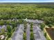 This aerial view showcases the townhouse and the surrounding lush trees at 3521 Kings Road #105 at 3521 Kings Rd # 105, Palm Harbor, FL 34685