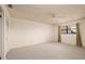Spacious bedroom with neutral carpeting, a ceiling fan, and a large window providing natural light at 6190 80Th N St # 310, St Petersburg, FL 33709
