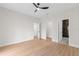 Spacious bedroom with a ceiling fan at 7509 E 26Th Ave, Tampa, FL 33619