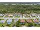 An aerial view of a community with homes that have private pools and scenic surroundings at 8441 Danbury Ln, Hudson, FL 34667
