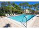 Community pool surrounded by lush landscaping and lounge chairs at 944 San Carlos Ne Ct, St Petersburg, FL 33702