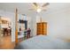 Bedroom view with built in desk and view to kitchen at 106 W Minnehaha St, Tampa, FL 33604
