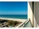 Beautiful beach view from the balcony, with clear blue water and white sand at 1380 Gulf Blvd # 805, Clearwater, FL 33767