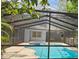 Screened in pool and hot tub area with ceiling fan and beautiful backyard at 17306 Livingston Ave, Lutz, FL 33559