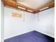 An empty shed has blue carpet and fluorescent lighting, offering a clean space at 1737 Prince Philip St, Clearwater, FL 33755