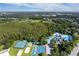 Beautiful aerial view of community amenities including a pool, tennis courts, and surrounding lush greenery at 28390 Openfield Loop, Wesley Chapel, FL 33543