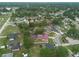 Expansive aerial view of a neighborhood with mature trees, showcasing the property's location and surroundings at 3509 King George Ln, Seffner, FL 33584