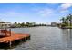 Scenic water view from a wooden dock, offering a tranquil retreat and access to the calm waterways at 4523 Gulfstream Dr, Hernando Beach, FL 34607