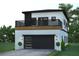 Modern home with a black garage door, balcony, and sleek architectural details at 5200 7Th N Ave, St Petersburg, FL 33710