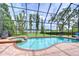 Screened-in pool and spa offer relaxation with beautiful lake views beyond the landscaped backyard at 9827 Sorbonne Loop, Seffner, FL 33584