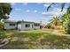 A spacious backyard with green grass and tropical landscaping offers a serene outdoor retreat at 11775 84Th Ave, Seminole, FL 33772
