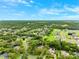 Expansive aerial view of a residential community with lush greenery and well-maintained homes under a bright, partly cloudy sky at 17802 Mission Oak Dr, Lithia, FL 33547