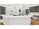 Modern kitchen with stainless steel appliances, pendant lighting, and ample counter space at 17802 Mission Oak Dr, Lithia, FL 33547