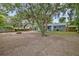 Large backyard showcasing a cozy fire pit and a covered patio, providing a great space for outdoor enjoyment and relaxation at 2204 E Idlewild Ave, Tampa, FL 33610